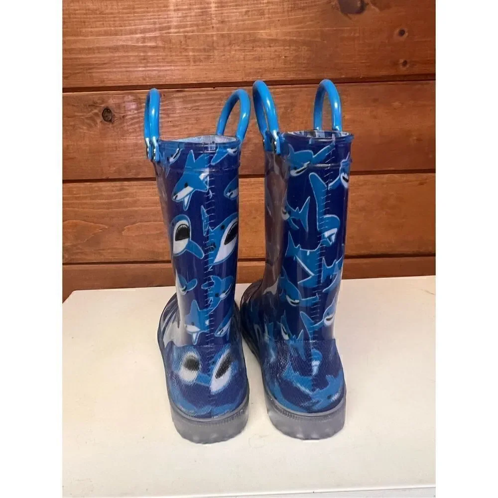 🔥5/20🔥 Cruz Kiks shark Rubber Rain Boots Sz 11 Kids NWOT